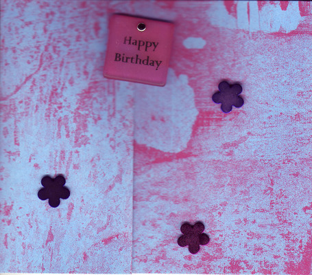 (SOLD) 193 - 'Happy birthday' on purple and blue paper