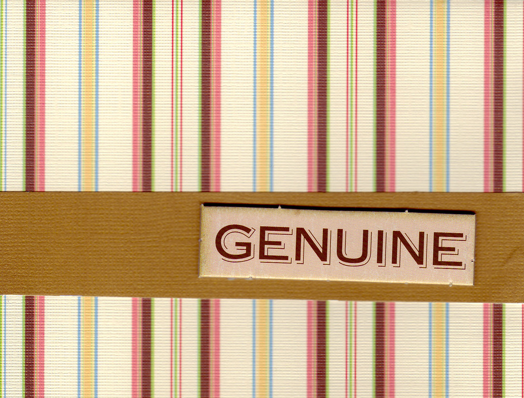 112 - (SOLD) 'Genuine' on striped paper