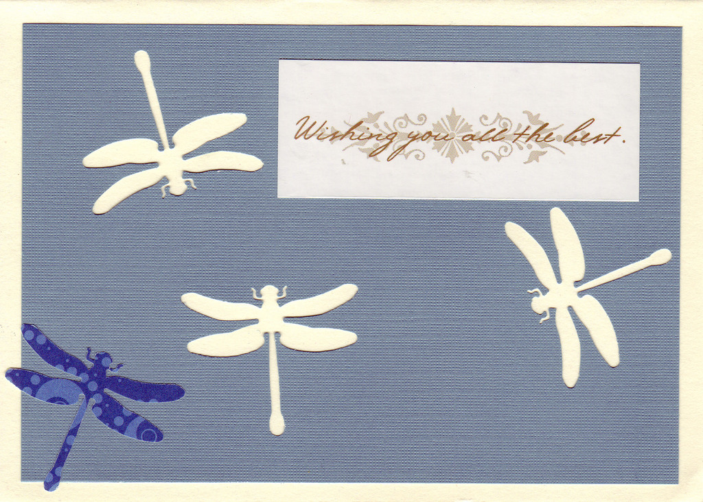 (SOLD) 184 - 'Wishing you all the best' on dragonfly paper