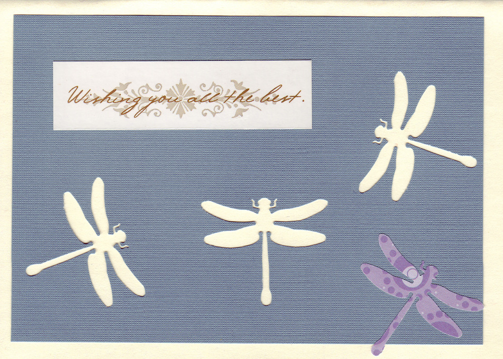 185 - 'Wishing you all the best' on dragonfly paper