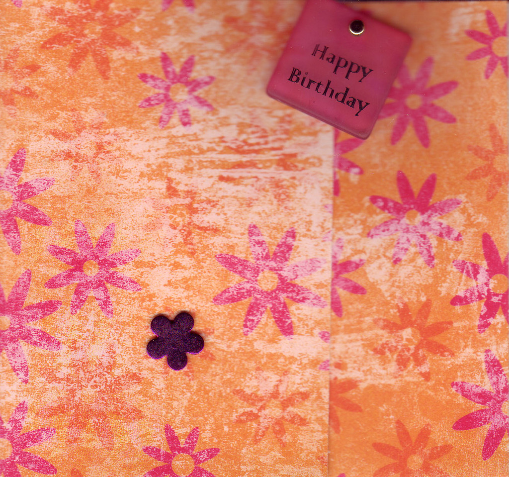 200 - 'Happy birthday' on red and orange floral paper