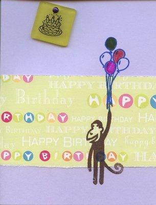 010 - Purple 'Happy Birthday' monkey with balloons