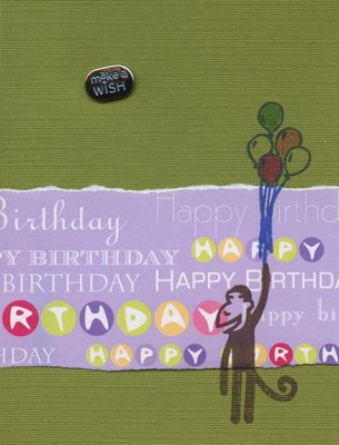 013 - Green 'Happy Birthday' 'Make a Wish' monkey with balloons