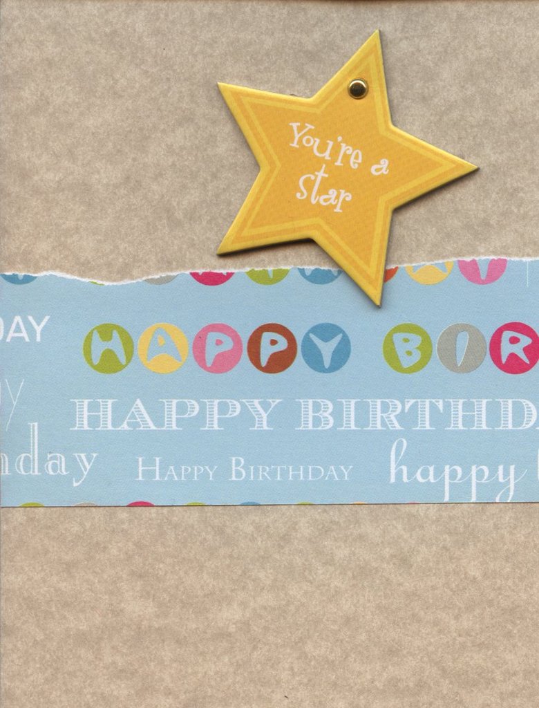 006 - Tan 'You're a Star' happy birthday card