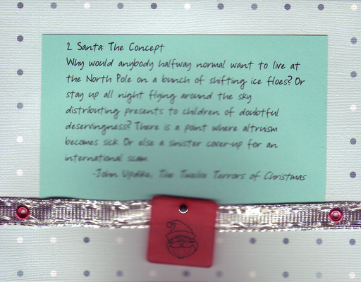 088 - Updike 'Santa...' card with 3-d ornament on dotted card