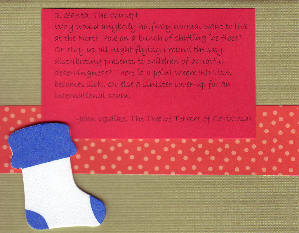 (SOLD) 097 - Updike 'Santa...' card with 3-d ornament on dotted card