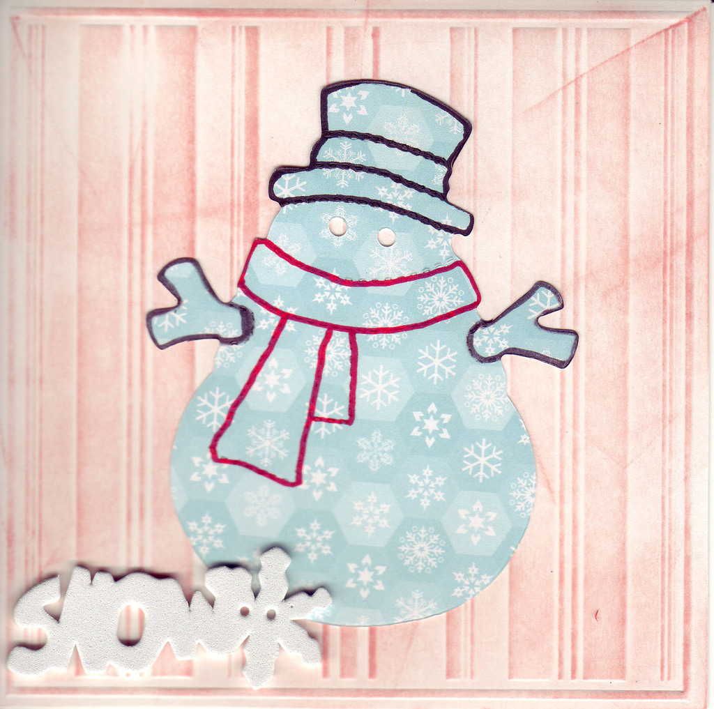 098 - 'Snow' with snowman on embossed card