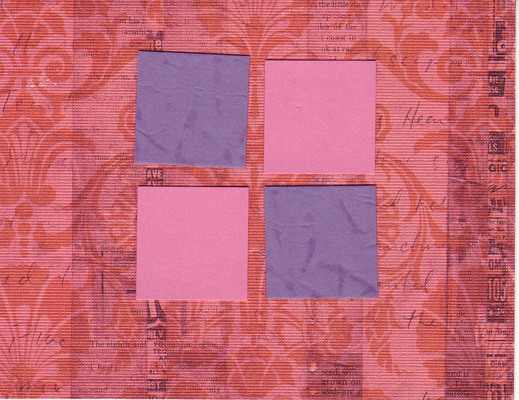 104 - Love- Gorgeous red textured paper w. 4 windows