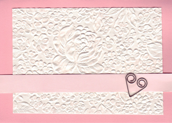 170 - Beautiful floral textured paper with heart embellishment
