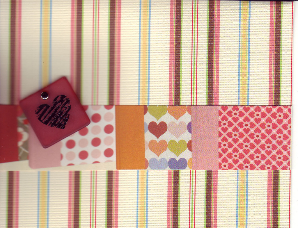 (SOLD)129 - Heart block with striped paper
