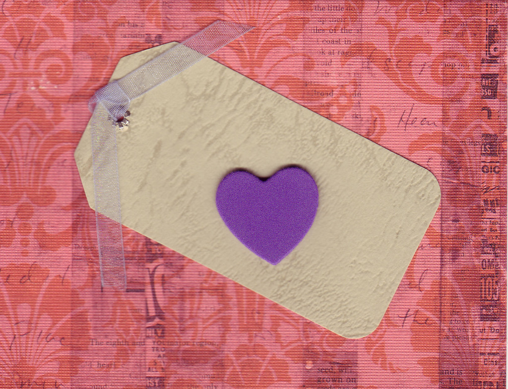 (SOLD) 136 - Raised heart on romantic paper
