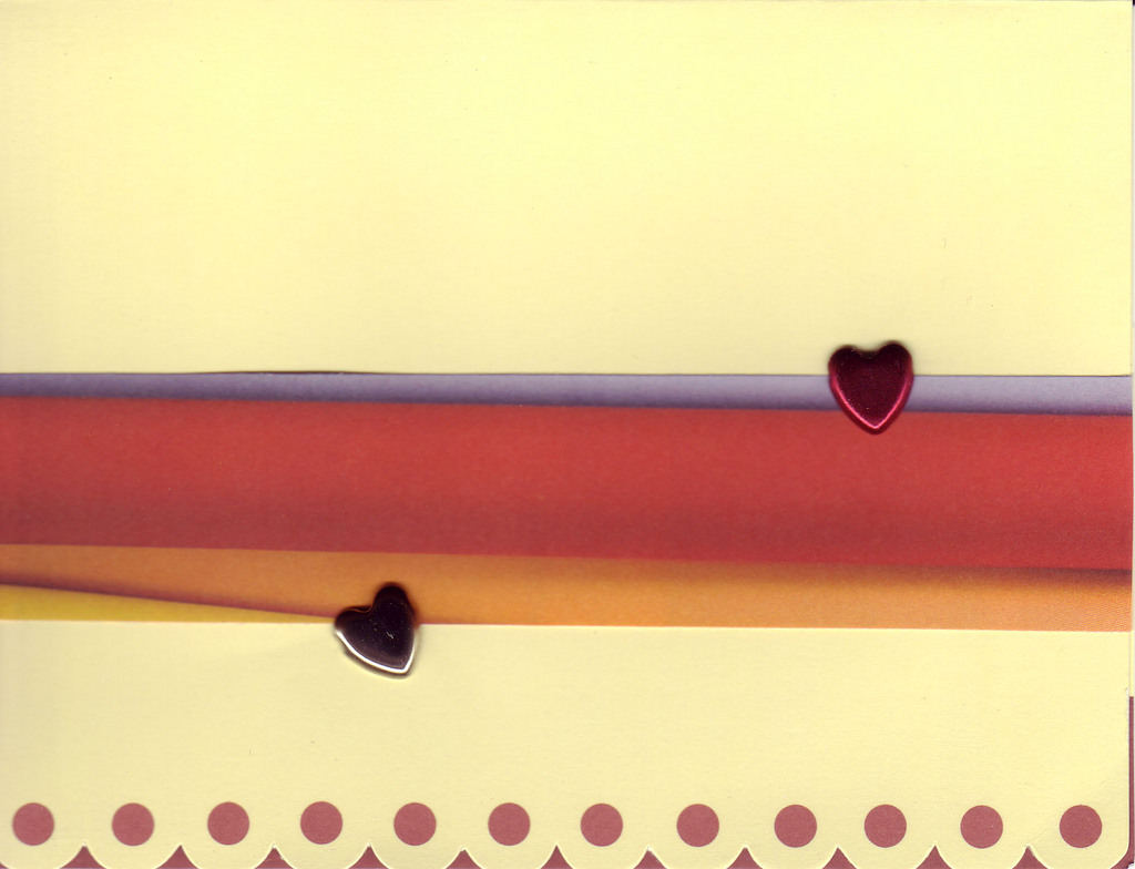 140 - Raised hearts on scallopped edge cards with colored sash