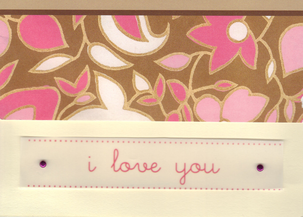 (SOLD)147 - 'I love you' with floral background