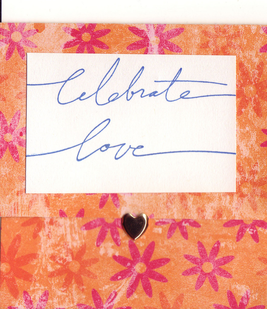 160 - 'Celebrate Love' on floral paper with heart