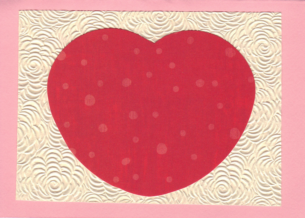 (SOLD)167 - Red heart on beautiful floral textured paper