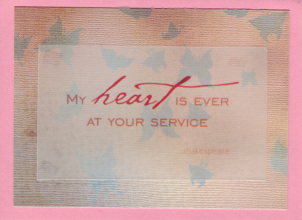 (SOLD) 180 - Delightful butterfly paper with 'My heart is ever at your service'