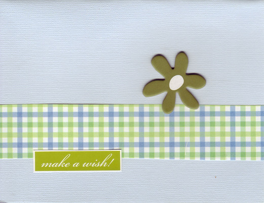 035 - 'Make a wish!' with flower on blue card