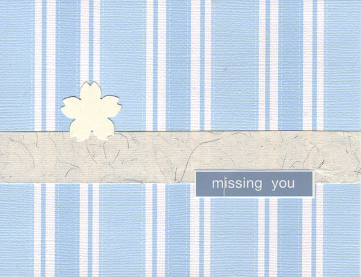 037 - 'Missing you' with flower on blue card
