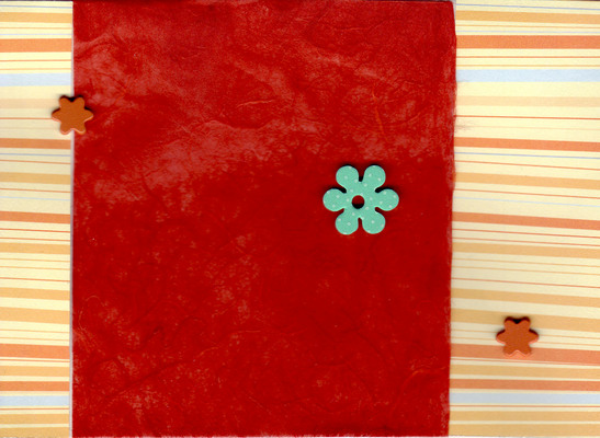 095 - Orange striped paper overlaid with red textured paper with star embellishments