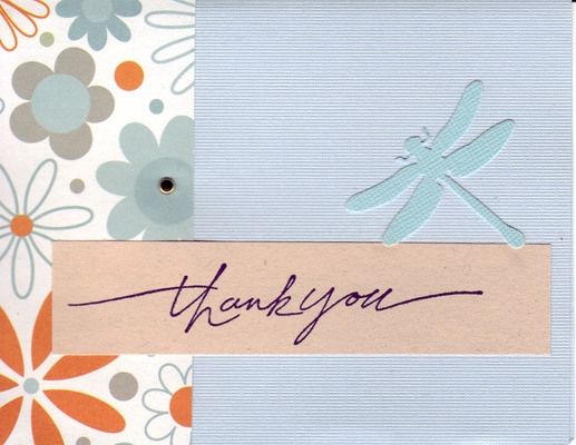 221 - 'Thank you' with elegant flowers and dragonflies