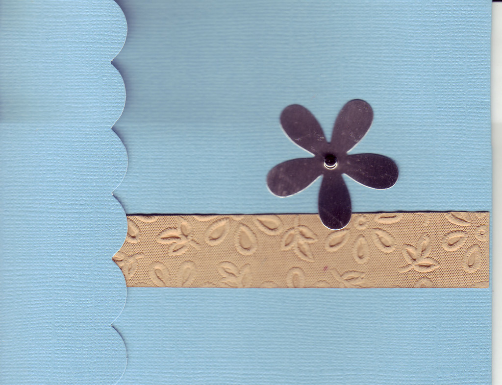 004 - Flower on blue background with floral textured band