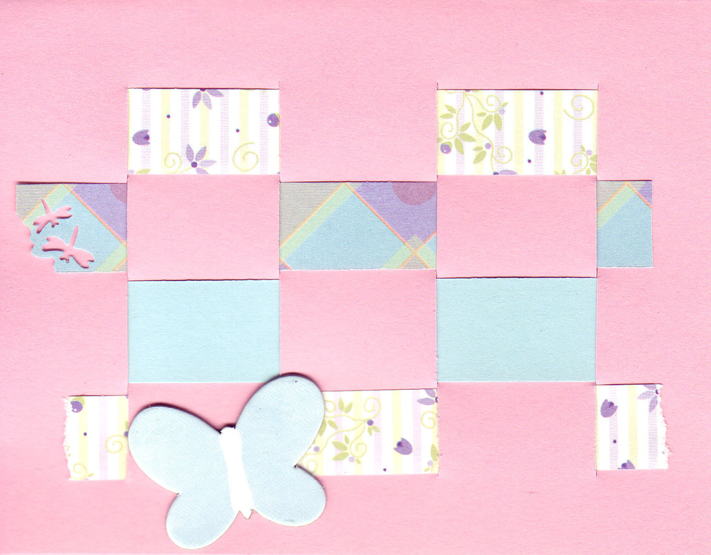 016 - Pink woven card with butterfly