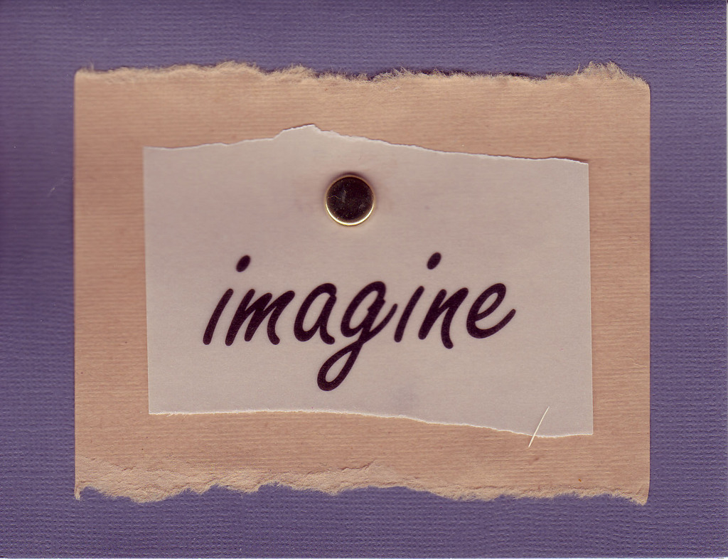 033 - 'Imagine' on purple card