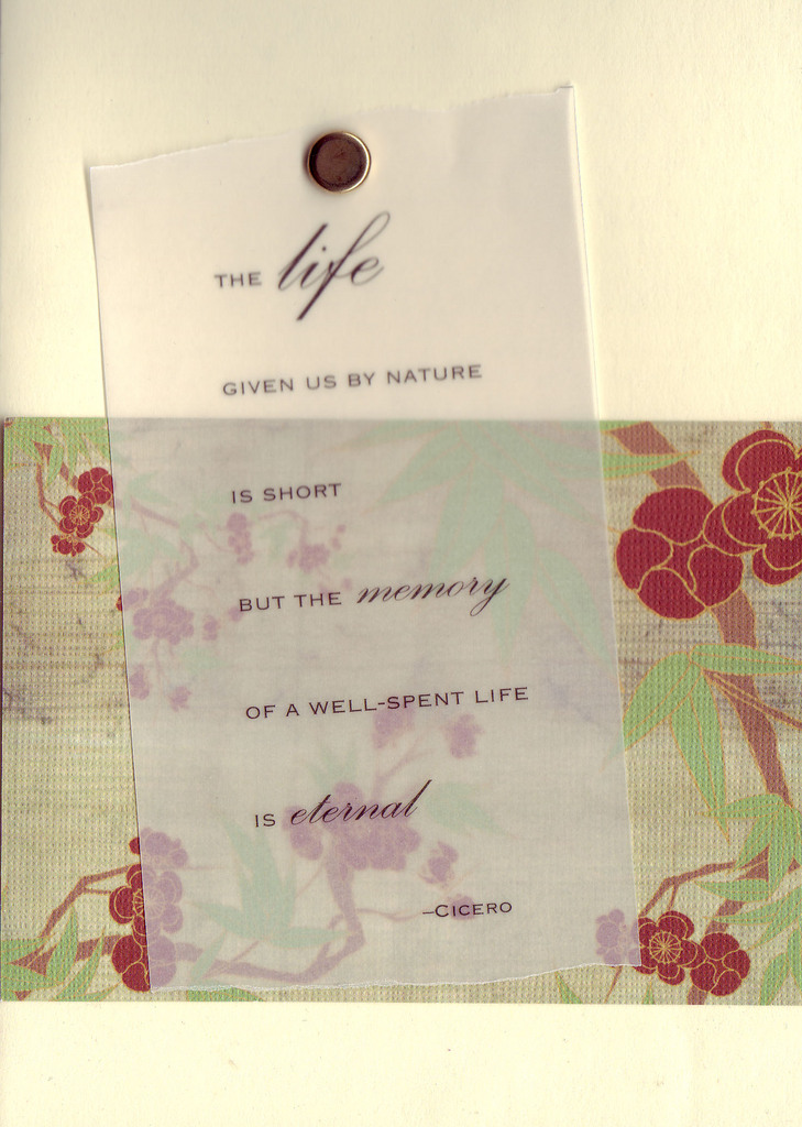 048 - 'The life given us by nature is short, but the memory of a well-spent life is eternal' On cherry-blossom paper