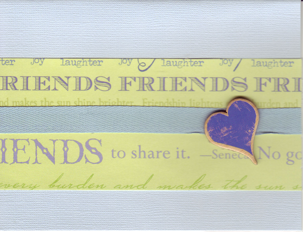 (SOLD) 052 - 'Friends ...' with heart and blue ribbon on light blue paper