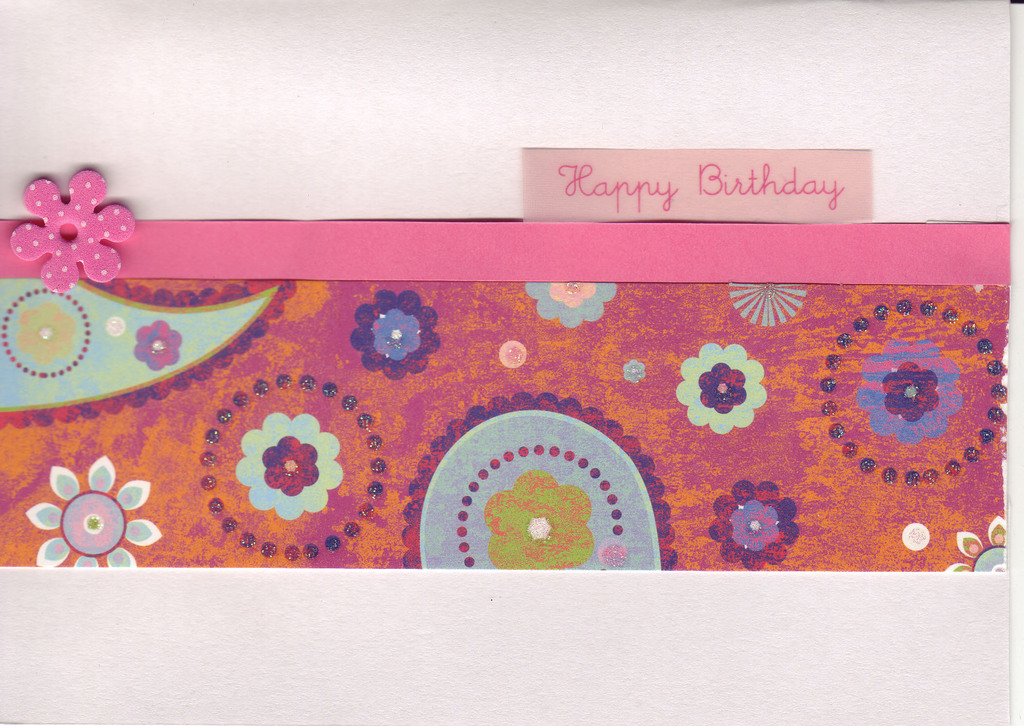066 - 'Happy Birthday' on orange and pink pattern