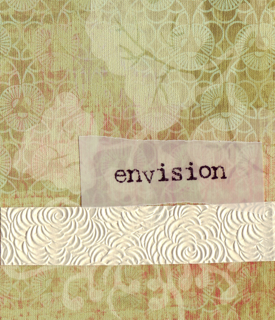 069 - 'Envision' with floral textured band on patterned paper