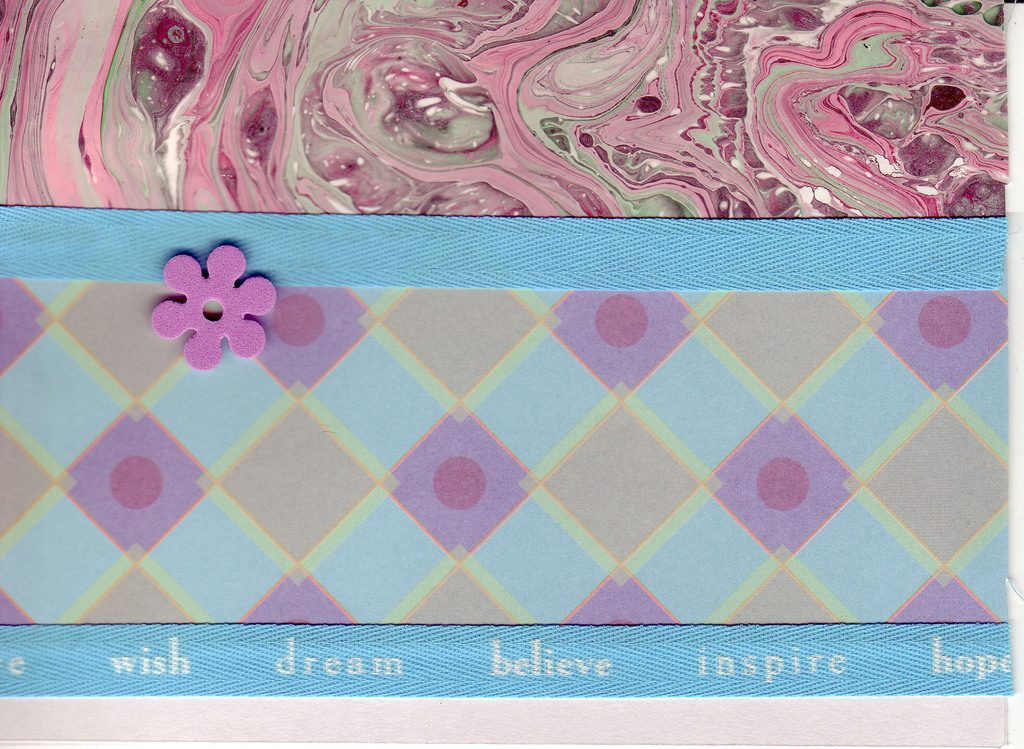 084 - 'Wish, Dream, Believe, Inspire, Hope' ribbon on marbled paper