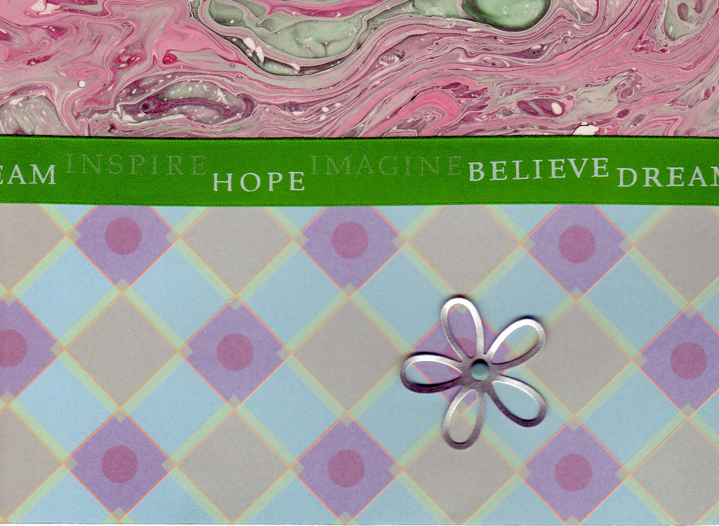085 - 'Inspire, Hope, Imagine, Believe, Dream' on marbled paper
