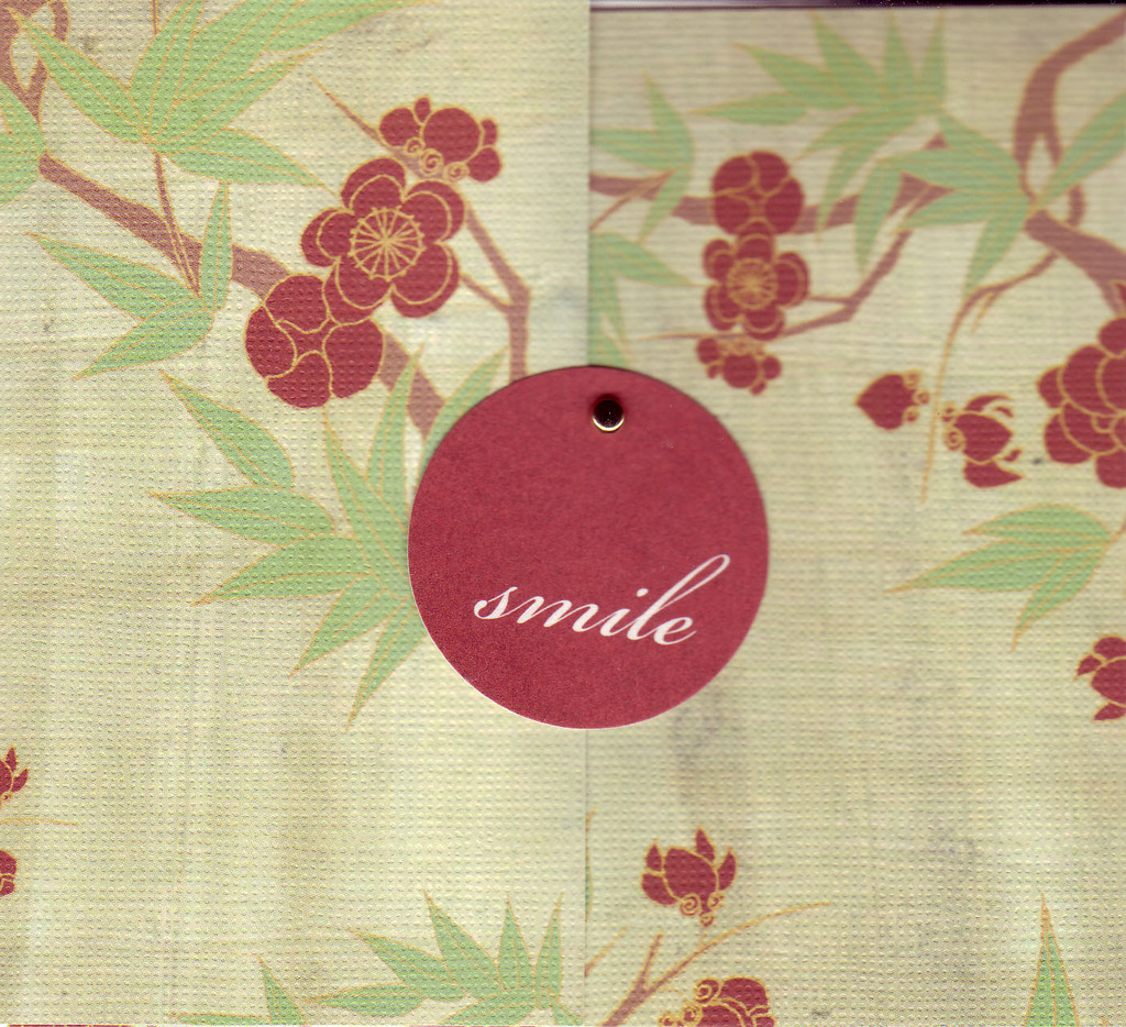 137 - 'Smile' on elegant cherry blossom print card