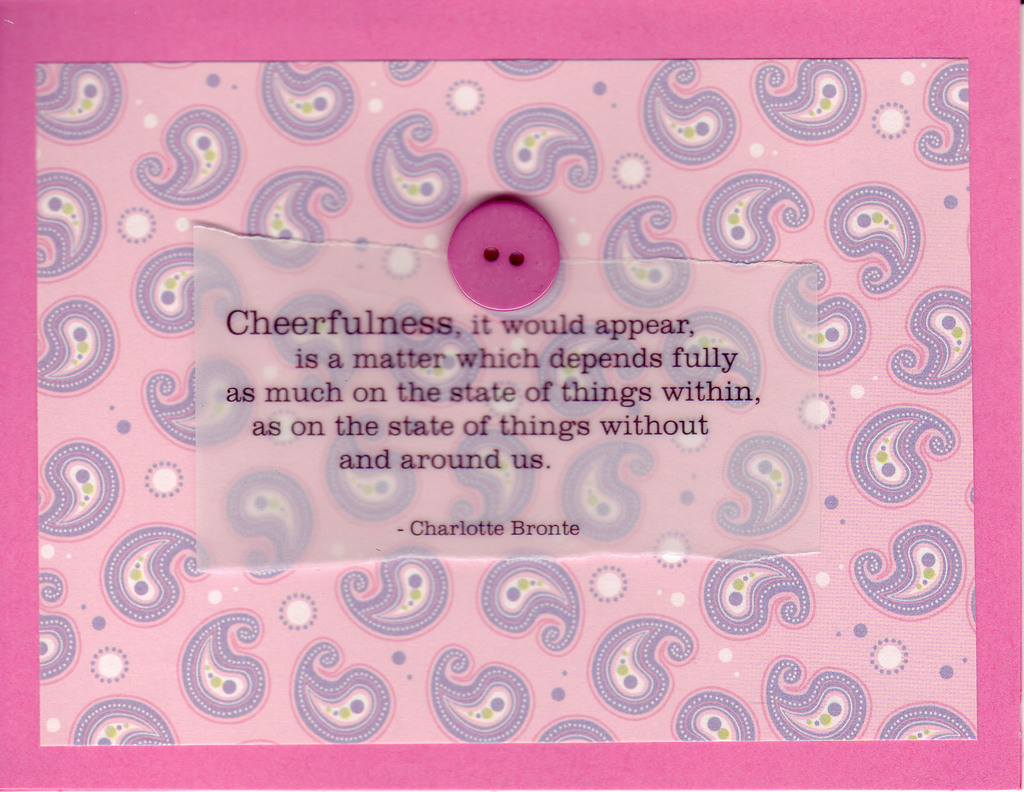 219 - Cheerfulness quote with pink button