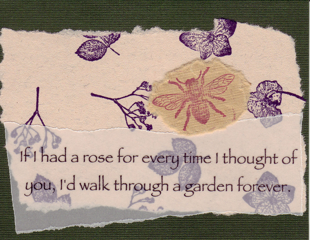 225 - Garden quote with bee and foliage on green card
