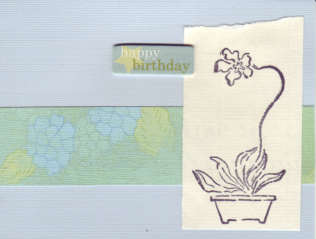 245 - 'Happy Birthday' with orchid stamp