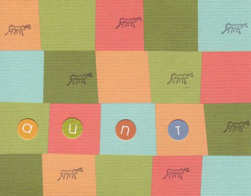 037 - 'Auntie' on funky retro checkered ant-stamped card
