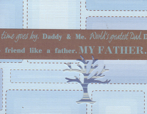 139 - 'Daddy and me, My Father' on a funky blue patterned card with a family tree embellishment