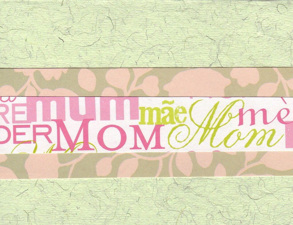 001 - 'Mom' on pink floral paper with green card