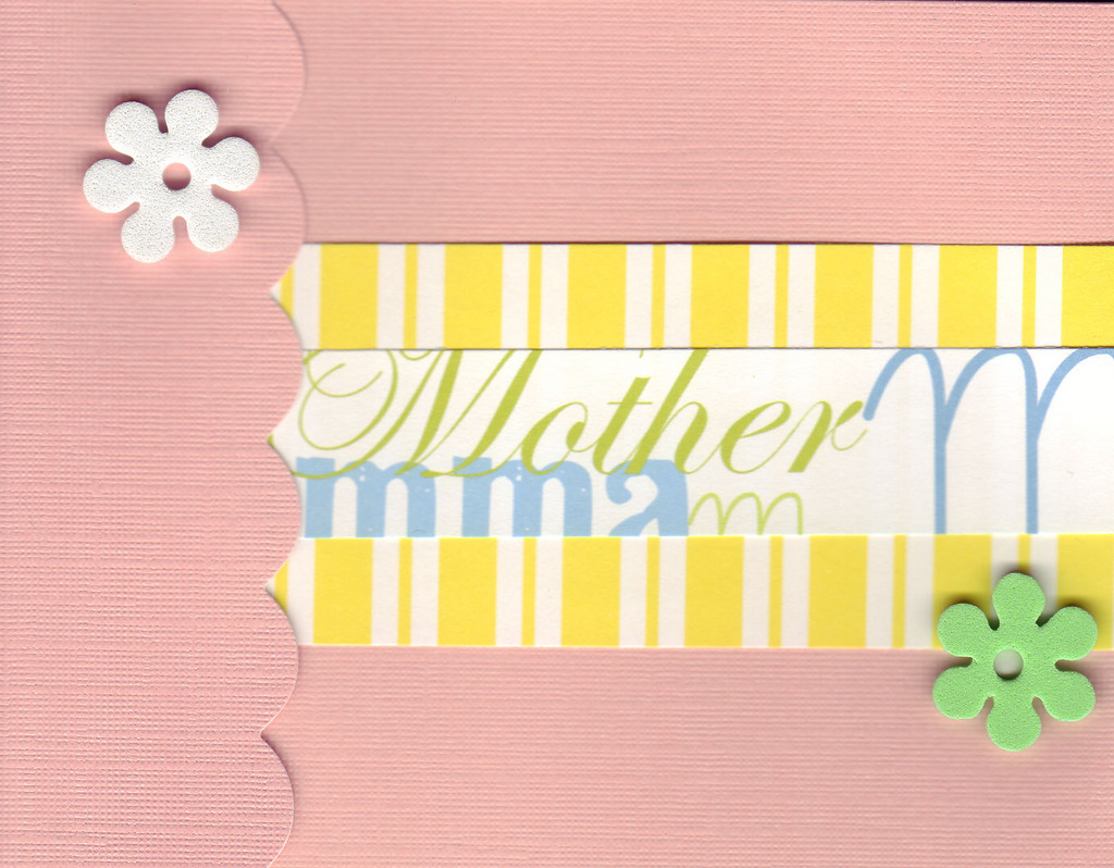 (SOLD) 030 - 'Mother' on a pink card with scalloped flap and two flower embellishments