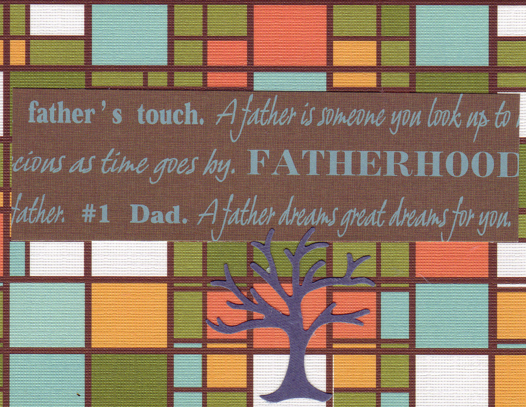 141 - 'No. 1 Dad, Fatherhood' on funky 'stained glass' paper with a purple family tree