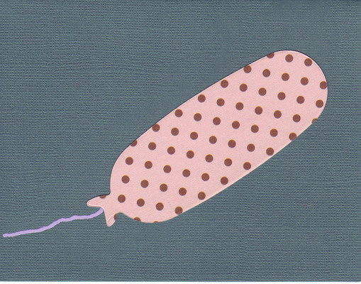 013 - Pink dotted baloon on a green-grey card