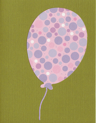 014 - Pink and purple dotted baloon on a khaki card