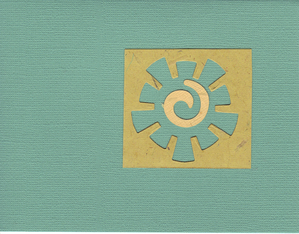 015 - Tan paper with a funky sun cutout on a seafoam-green card
