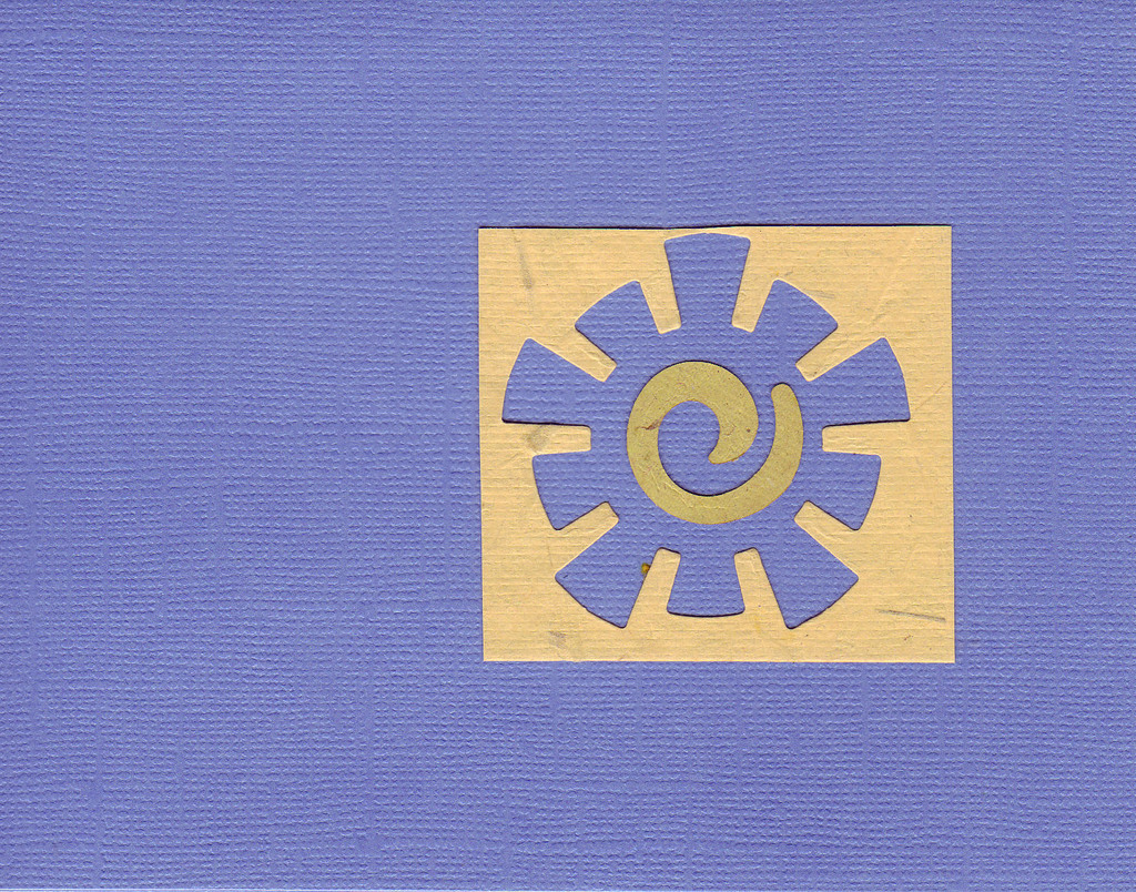 016 - Tan paper with a funky sun cutout on a Persian blue card