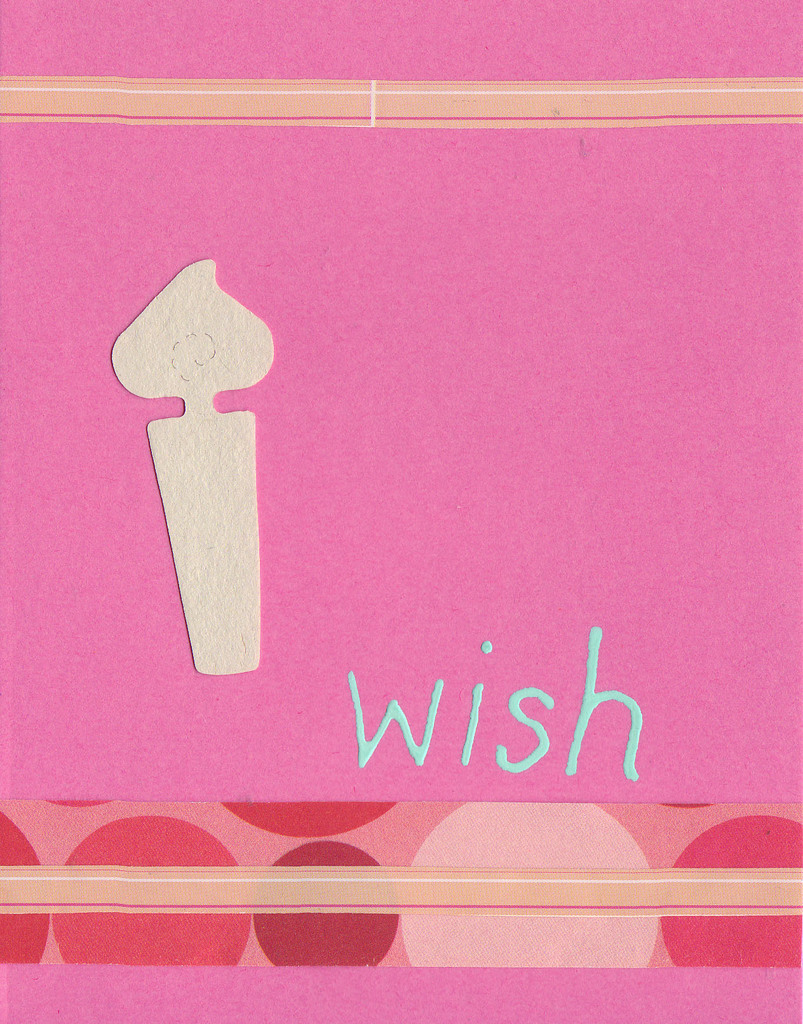 031 - 'Wish' with birthday candle and bubble paper on pink card