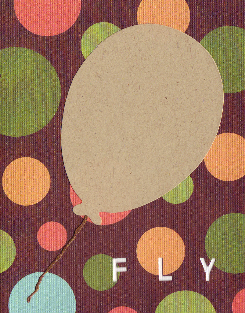 037D - 'Fly' set on bubble patterned paper, balloon card